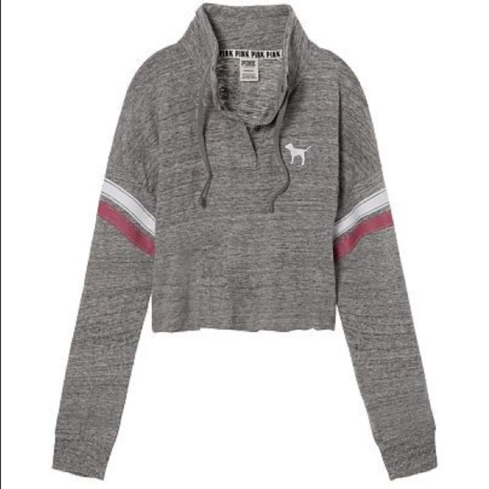 PINK cropped varsity quarter snap FINAL PRICE